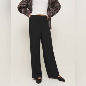 NWT Reformation Hallie Mid Rise Bias Pants in Black Size 2